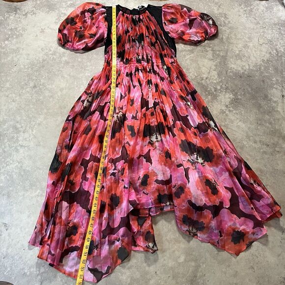 Bibhu Mohapatra Collective Dress Womens‎ 12 Multi Pleated Floral Hi Low Hemline - Picture 3 of 9